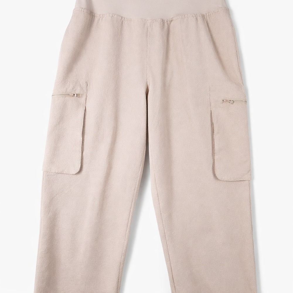 SAGE Collective Womens Cargo Pants Beige Cropped Elastic Waist Size Medium M